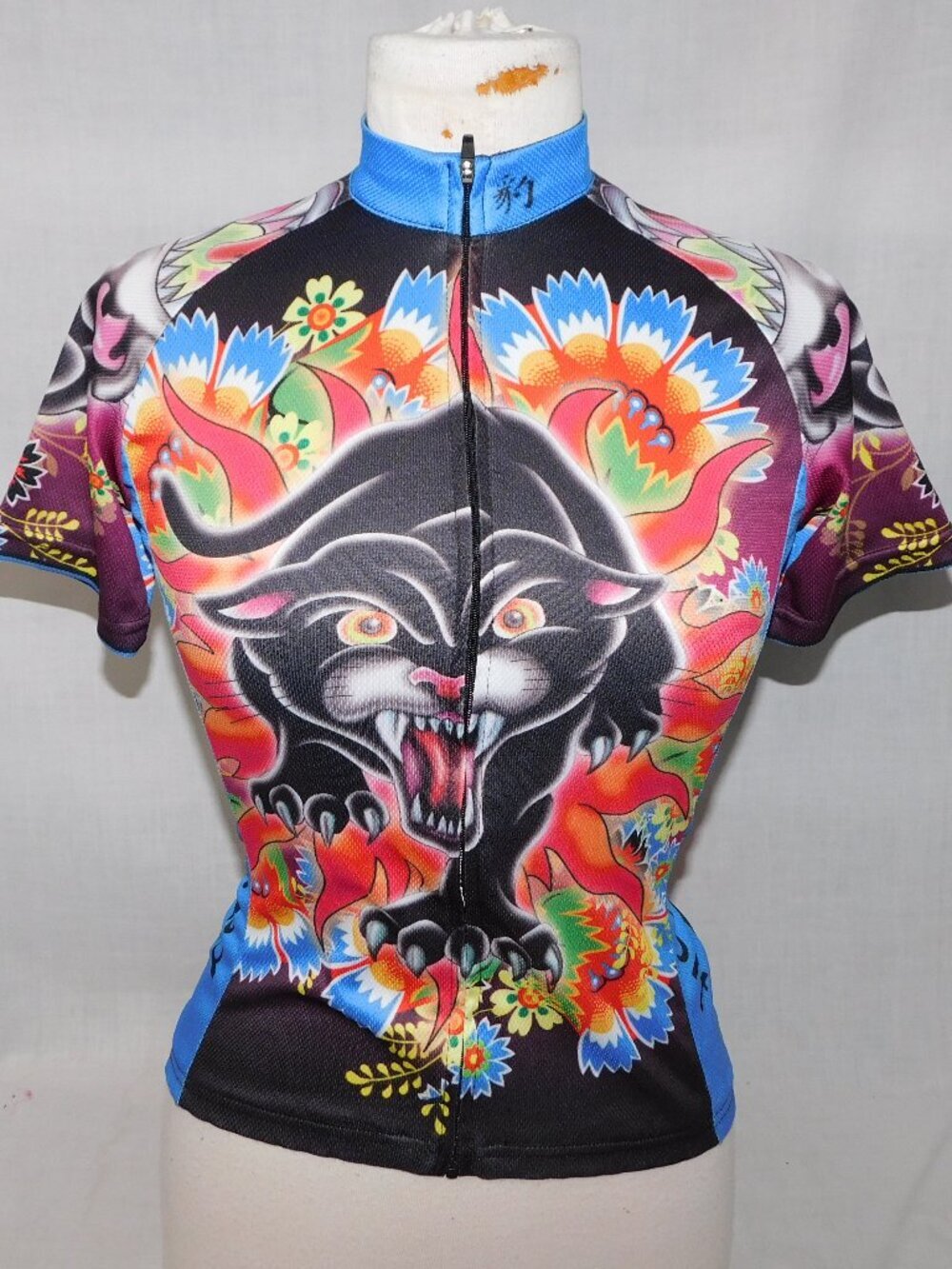 Paladin Black Panther Tattoo art Full Zip  Short Sleeve Cycling Jersey Women S